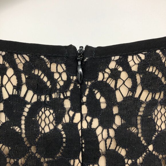 Guess by Marciano Black & Nude Floral Lace overlay half sleeve Midi Dress 6 - Picture 13 of 16